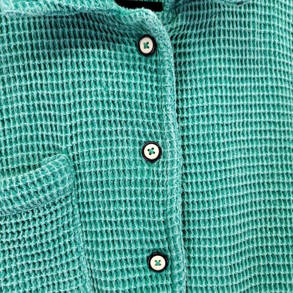 BDG Jersey Chore Waffle Jacket Size XS Oversized Cropped Boxy Button Front - Picture 9 of 13